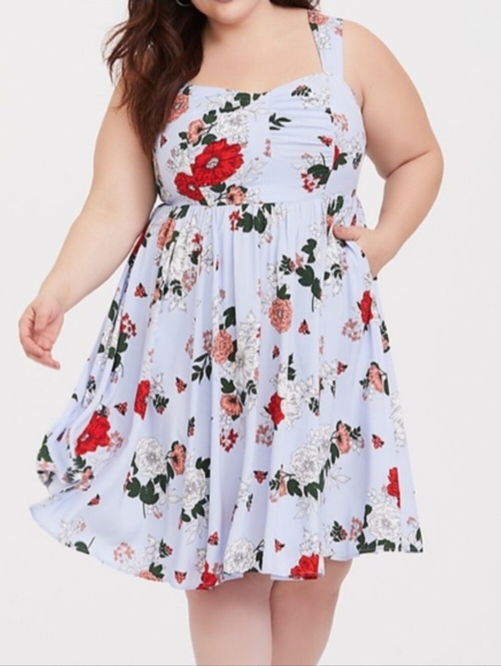 Torrid Floral Sundress with Pockets Light Blue Size 0 Large - Picture 2 of 12